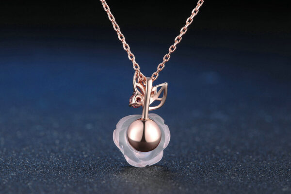 Flower Rose Quartz Gemstones 18K Rose Gold Plated Fine Jewelry silver set - Image 7