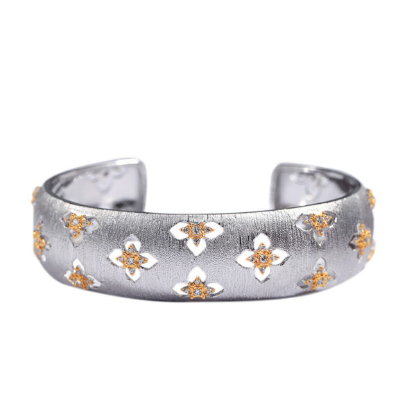 Lucky Four-leaf Clover Bracelet Palace S925 Silver Gold-plated Elegant Narrow Bracelet Female Jewelry - Image 4