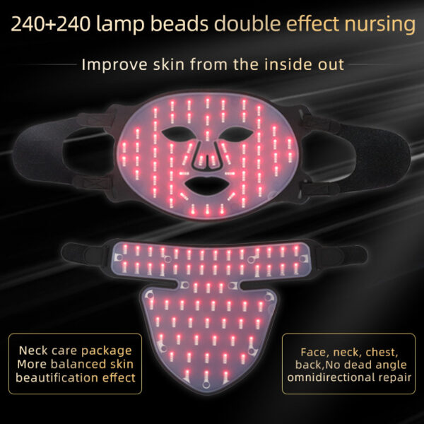 LED Silicone Mask Facial Neck Red Blue Light Household Skin Rejuvenation Mask - Image 5