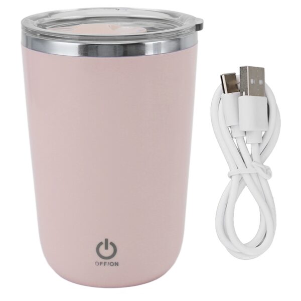 USB Electric Mixing Cup 350ml Leak Proof Automatic Stirring Cup Self Stirring Coffee Mug Pink - Image 4