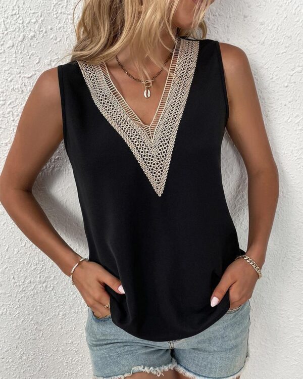 Women's  V-neck Sleeveless Vest Simple Solid Color Tops - Image 3