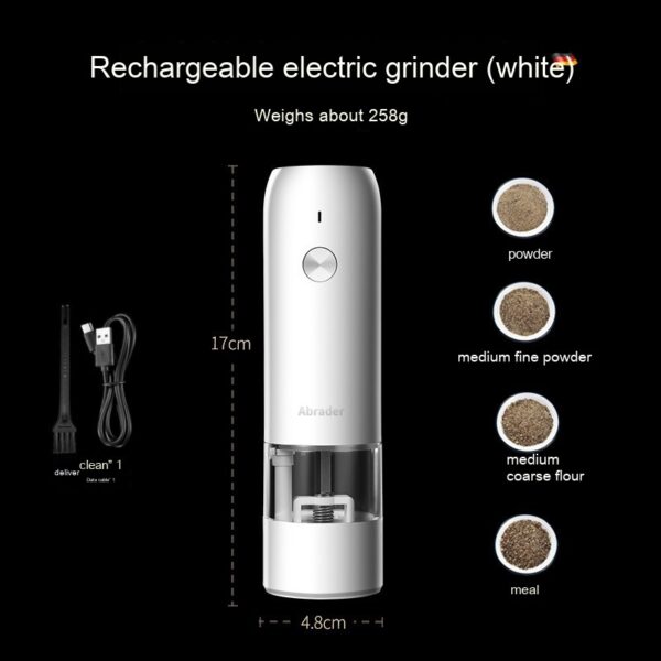 Rechargeable Electric Pepper And Salt Grinder Set One-Handed No Battery Needed Automatic Grinder With Adjustable Coarseness LED Light Refillable - Image 8