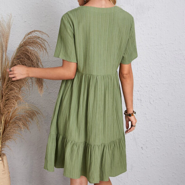 V-neck Short Sleeve Dress Summer Fashion Casual Loose Ruffled Dresses Beach Clothing Women - Image 2